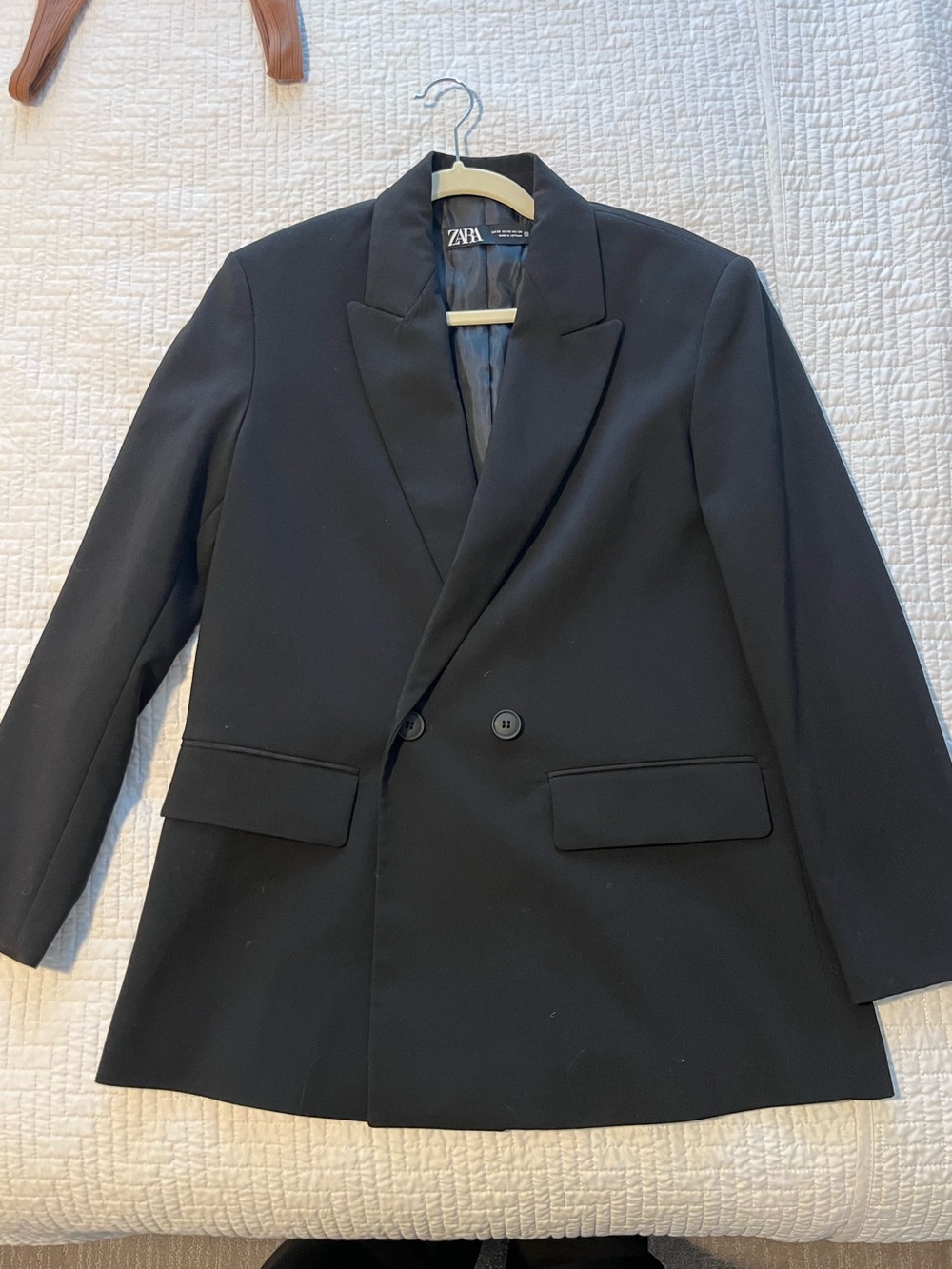 Zara Black Tailored Oversized Blazer with Notch Lapel